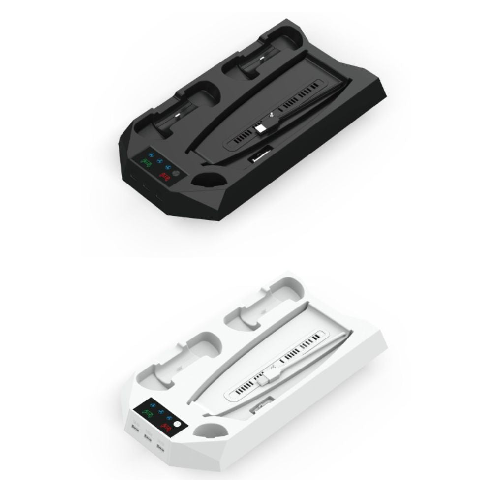 2-in-1 Charging Stand Compatible for PS5 Console Cooling Fan for PS5 Game Controller Charging Base
