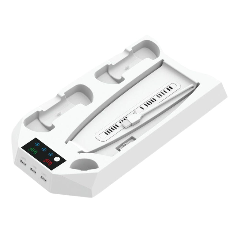 2-in-1 Charging Stand Compatible for PS5 Console Cooling Fan for PS5 Game Controller Charging Base
