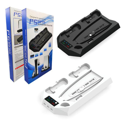 2-in-1 Charging Stand Compatible for PS5 Console Cooling Fan for PS5 Game Controller Charging Base