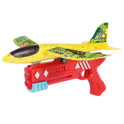 2-in-1 Foam Plane Launcher Gun Toy Catapult Airplane Outdoor Play for Kids