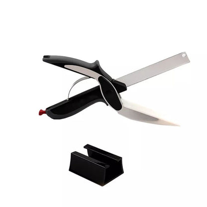 2-in-1 Knife Cutting Board Scissors Trendy Clever Crazy Tool Food Chopper