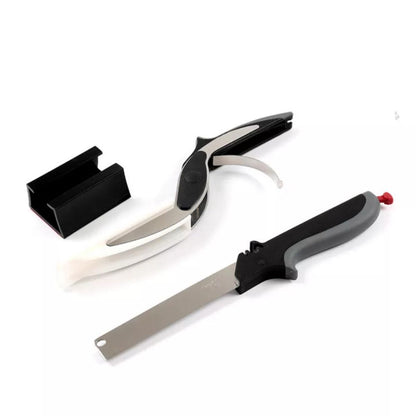 2-in-1 Knife Cutting Board Scissors Trendy Clever Crazy Tool Food Chopper