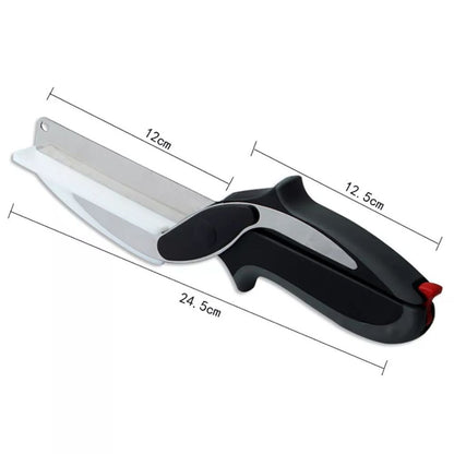 2-in-1 Knife Cutting Board Scissors Trendy Clever Crazy Tool Food Chopper