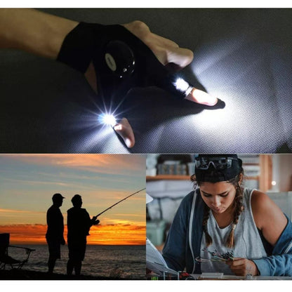 2X Outdoor Finger Glove w/ LED Light Flashlight Gloves Gear Rescue Night Fishing