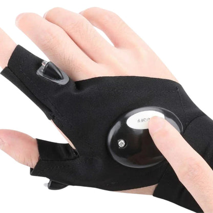 2X Outdoor Finger Glove w/ LED Light Flashlight Gloves Gear Rescue Night Fishing