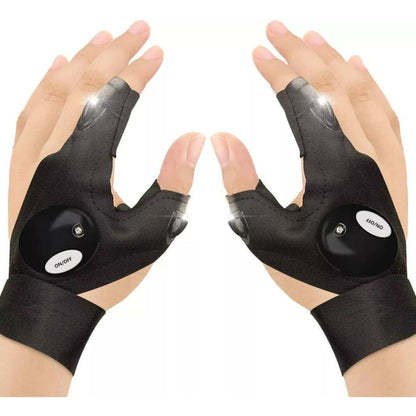 2X Outdoor Finger Glove w/ LED Light Flashlight Gloves Gear Rescue Night Fishing