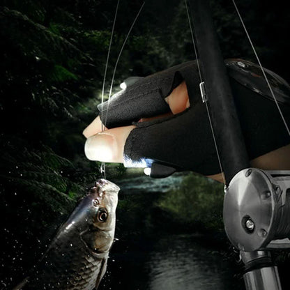 2X Outdoor Finger Glove w/ LED Light Flashlight Gloves Gear Rescue Night Fishing