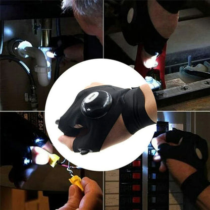 2X Outdoor Finger Glove w/ LED Light Flashlight Gloves Gear Rescue Night Fishing