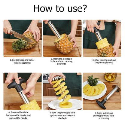 3-in-1 Pineapple Peeler Corer Slicer Easy Stainless Steel Kitchen Tool Fruit