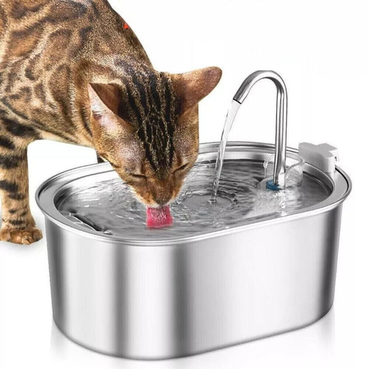 304 Stainless Steel Pet Water Fountain Dog Cat Drinking Dispenser Filter Feeder