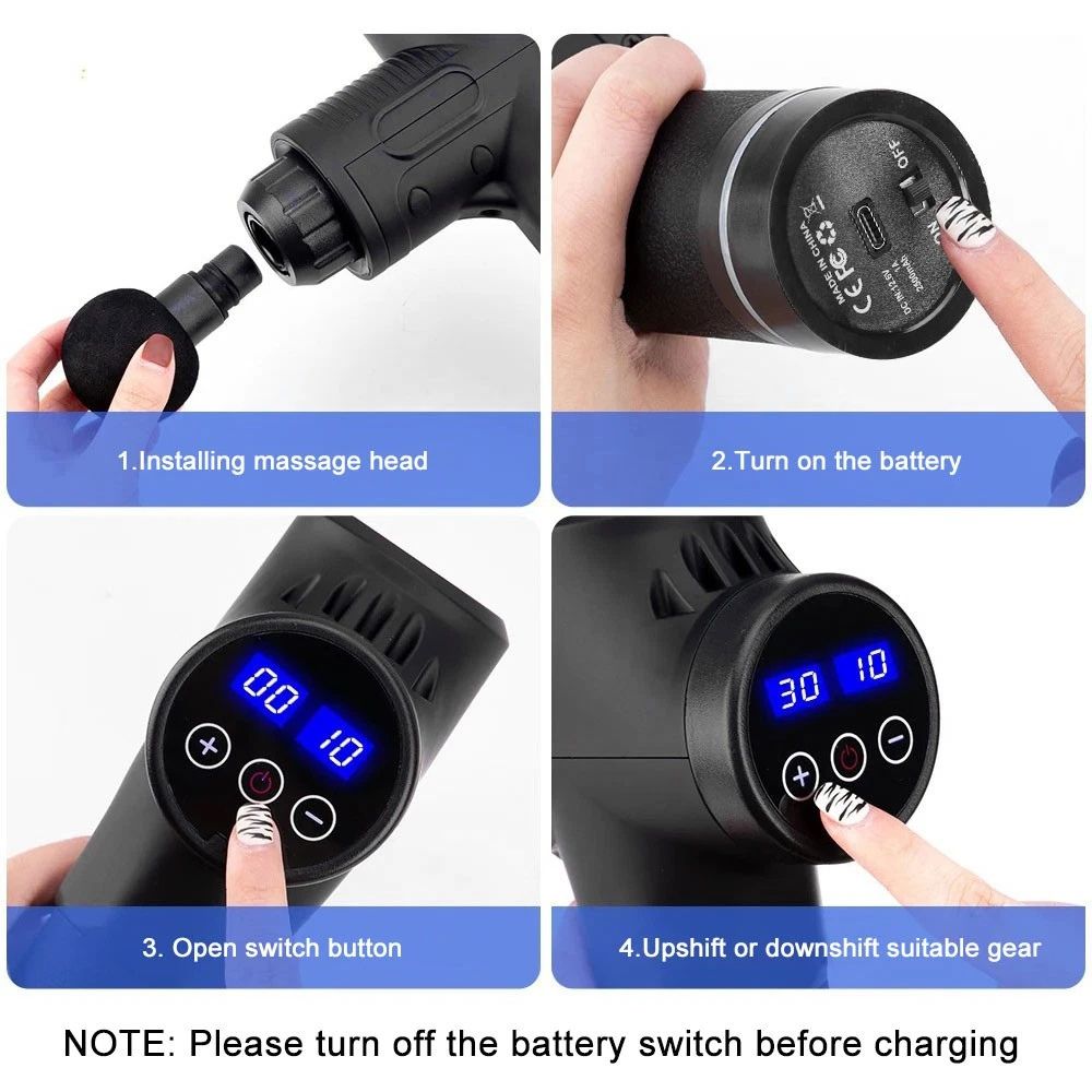 Handheld percussion massage gun