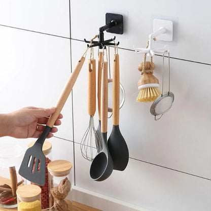 360°6 Hook Rack Holder Under Shelf Kitchen Utensil Organiser Wall Hook Hanging