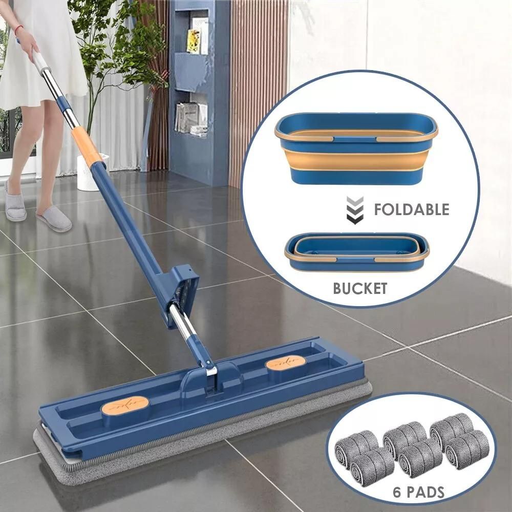 360° Rotating 42CM Mop Wet Cleaning Magic Self Wringing Mop + Foldable Bucket