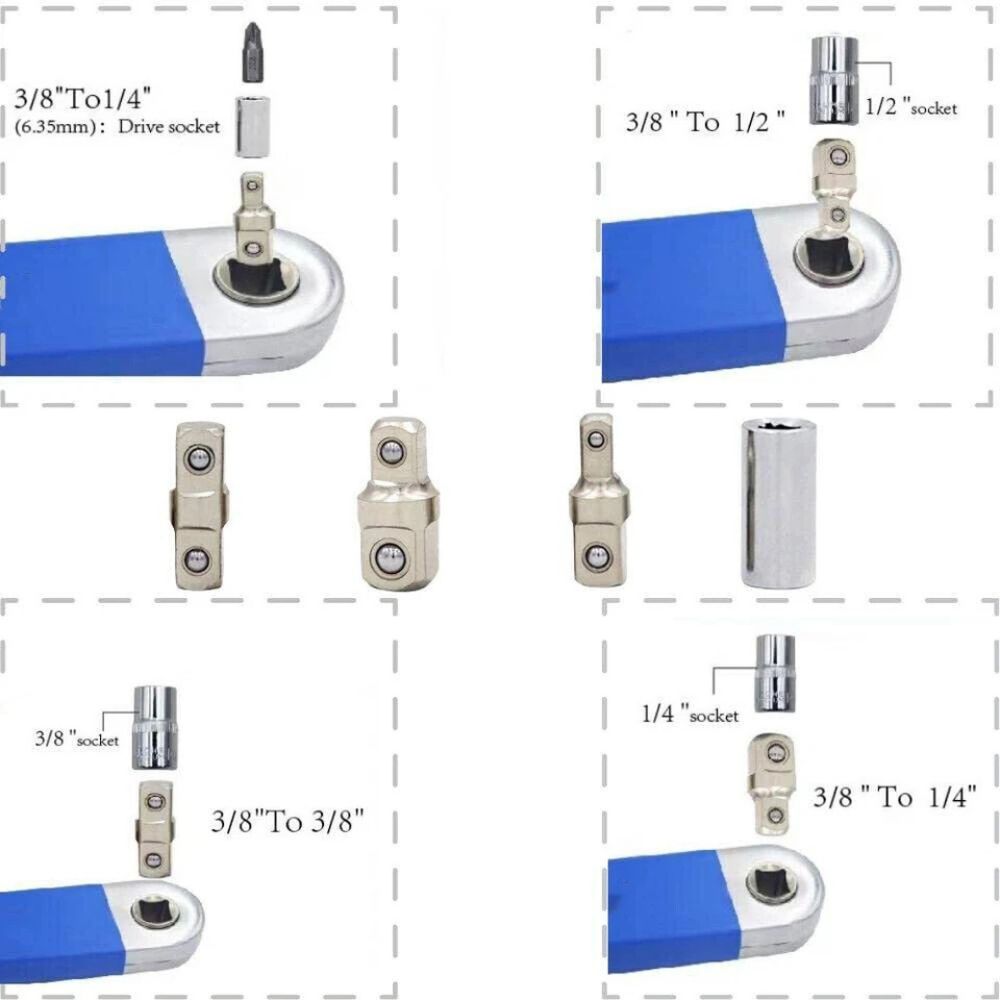 39cm Spanner Extension Wrench Set Offset Ratchet Extender with Adapters