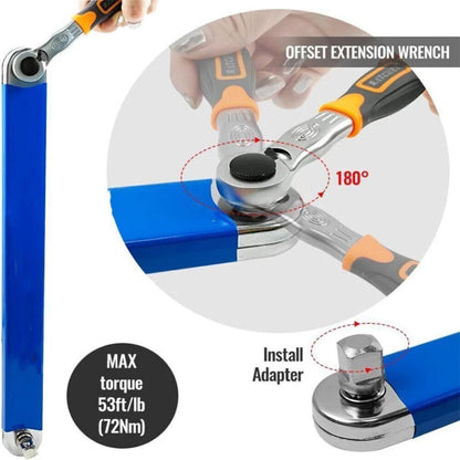 39cm Spanner Extension Wrench Set Offset Ratchet Extender with Adapters