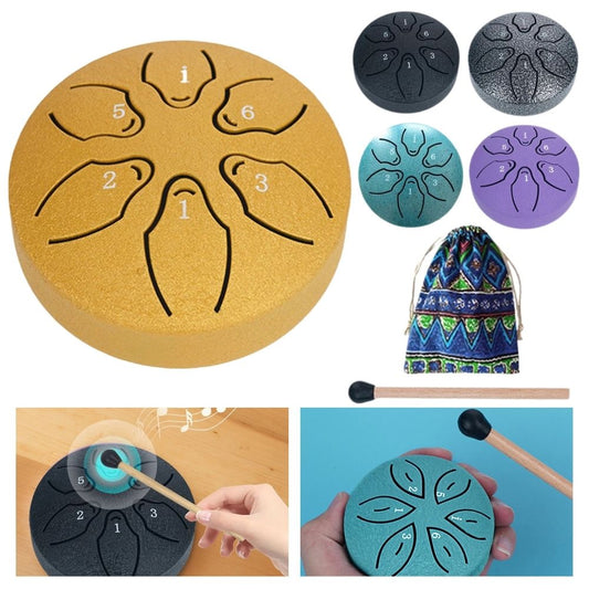 3 Inches 6 Notes Mini Steel Tongue Drum Handpan Drum Unique Gift