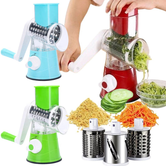 3 in 1 Vegetable Fruit Slicer Kitchen Chopper Cutter Shredder Food Manual Rotary Grater