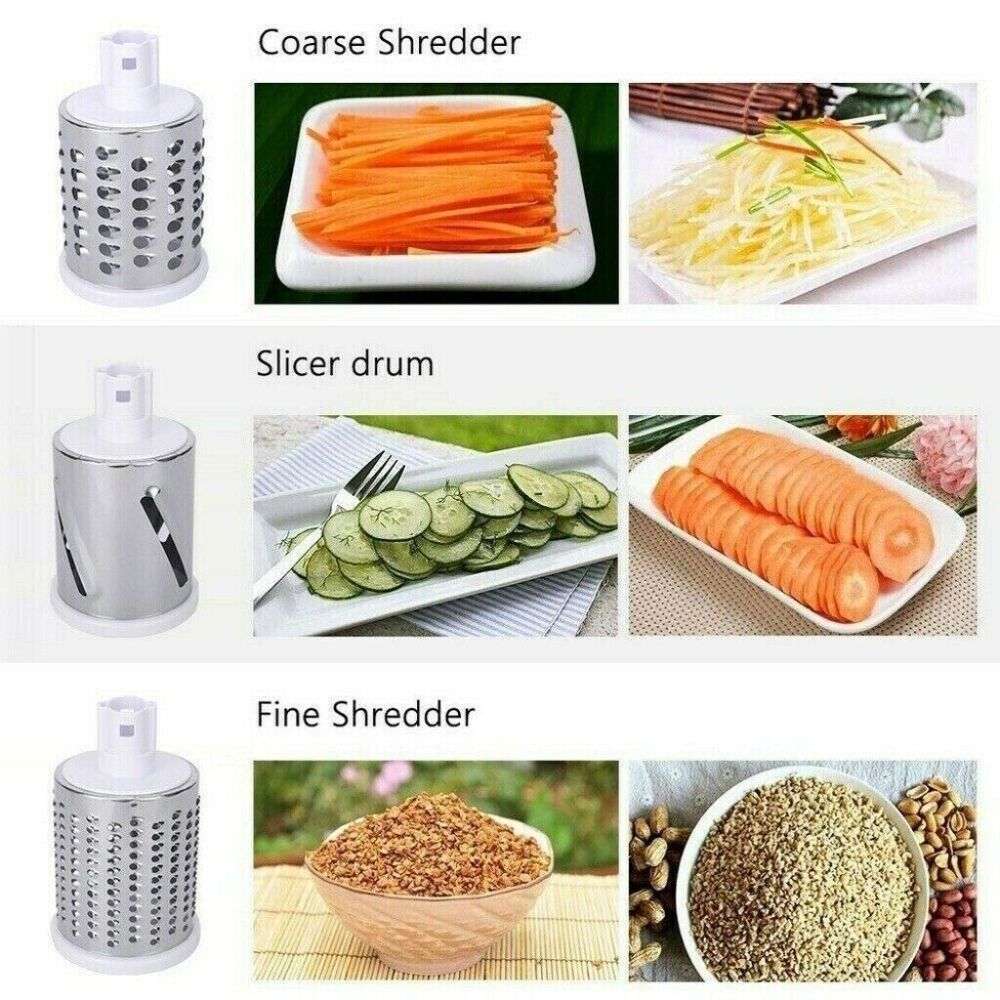 3 in 1 Vegetable Fruit Slicer Kitchen Chopper Cutter Shredder Food Manual Rotary Grater