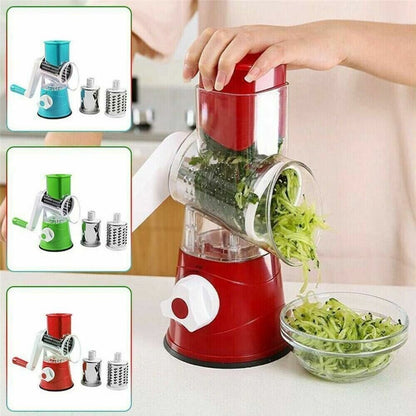 3 in 1 Vegetable Fruit Slicer Kitchen Chopper Cutter Shredder Food Manual Rotary Grater