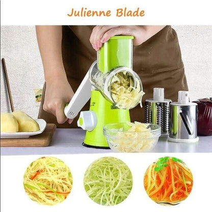 3 in 1 Vegetable Fruit Slicer Kitchen Chopper Cutter Shredder Food Manual Rotary Grater