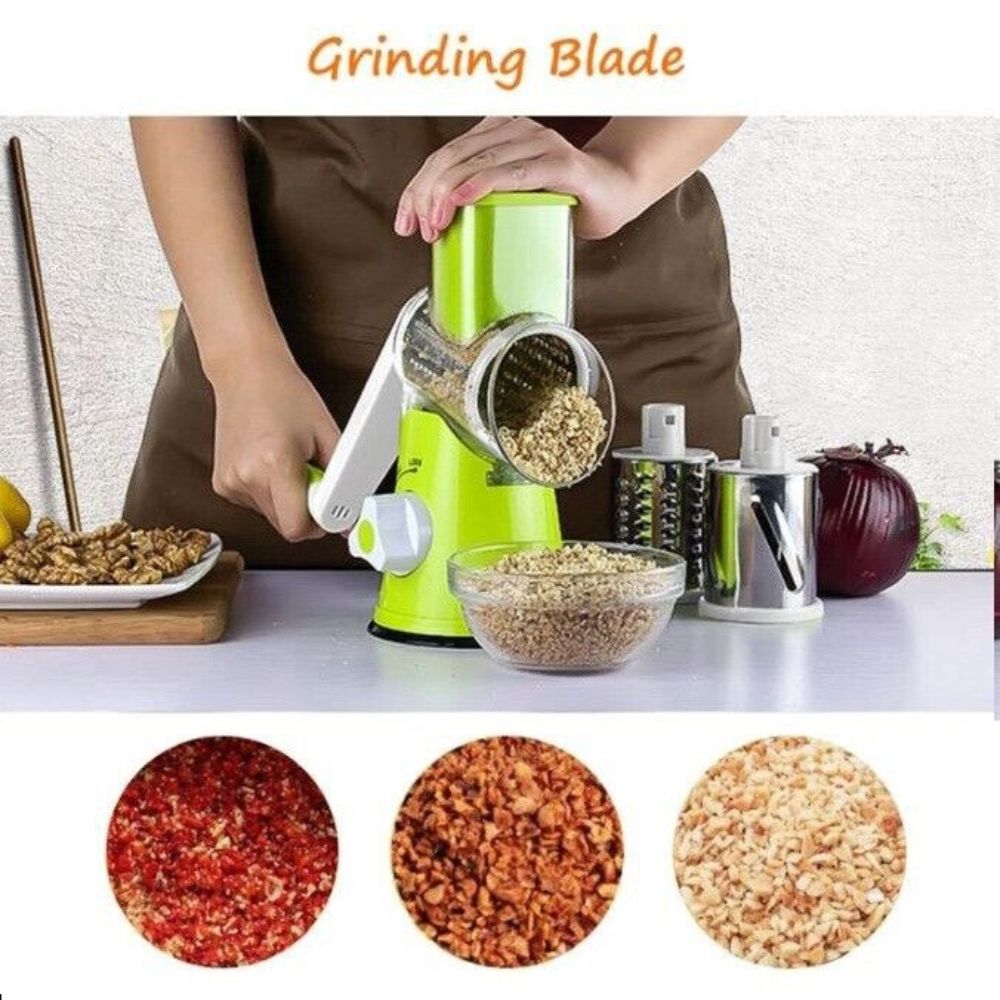 3 in 1 Vegetable Fruit Slicer Kitchen Chopper Cutter Shredder Food Manual Rotary Grater