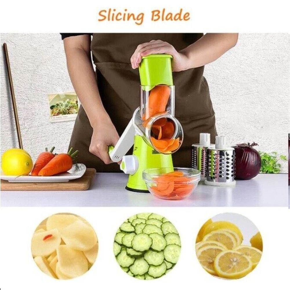 3 in 1 Vegetable Fruit Slicer Kitchen Chopper Cutter Shredder Food Manual Rotary Grater