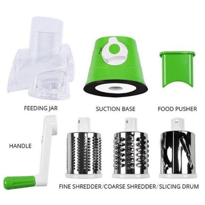 3 in 1 Vegetable Fruit Slicer Kitchen Chopper Cutter Shredder Food Manual Rotary Grater