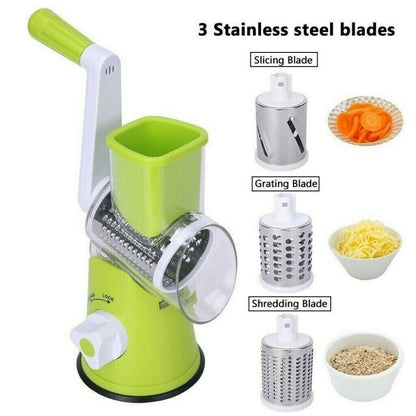 3 in 1 Vegetable Fruit Slicer Kitchen Chopper Cutter Shredder Food Manual Rotary Grater