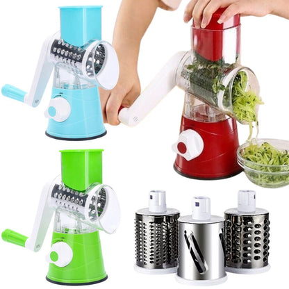 3 in 1 Vegetable Fruit Slicer Kitchen Chopper Cutter Shredder Food Manual Rotary Grater