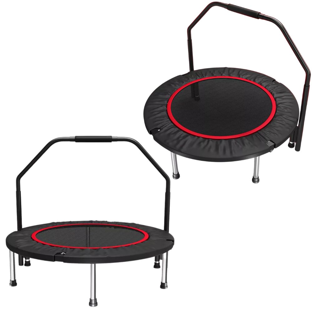 40” Fitness Trampoline Gym Rebounder Exercise Arch Handrail Jogger Home Cardio