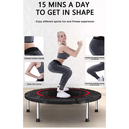 40” Fitness Trampoline Gym Rebounder Exercise Arch Handrail Jogger Home Cardio