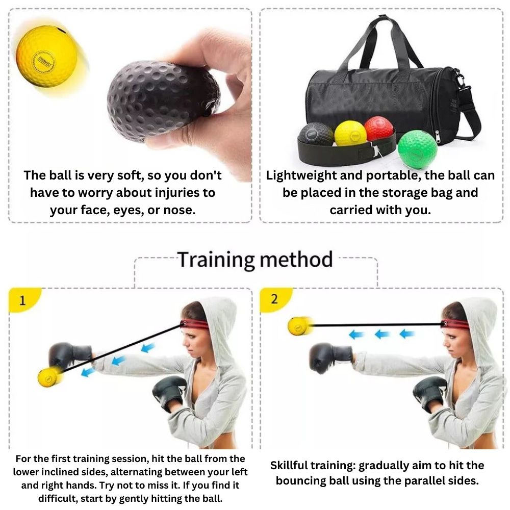 4 Ball Boxing Head Band Speedball Fight Training Reflex Speed Punch Exercise