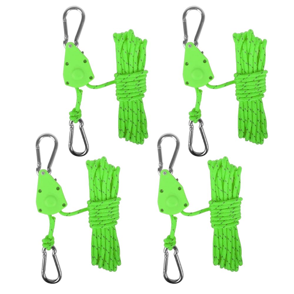 4X 4M Camping Ratchet Pulley Tent Guide Tensioner Tie Rope Adjustable Guy Line