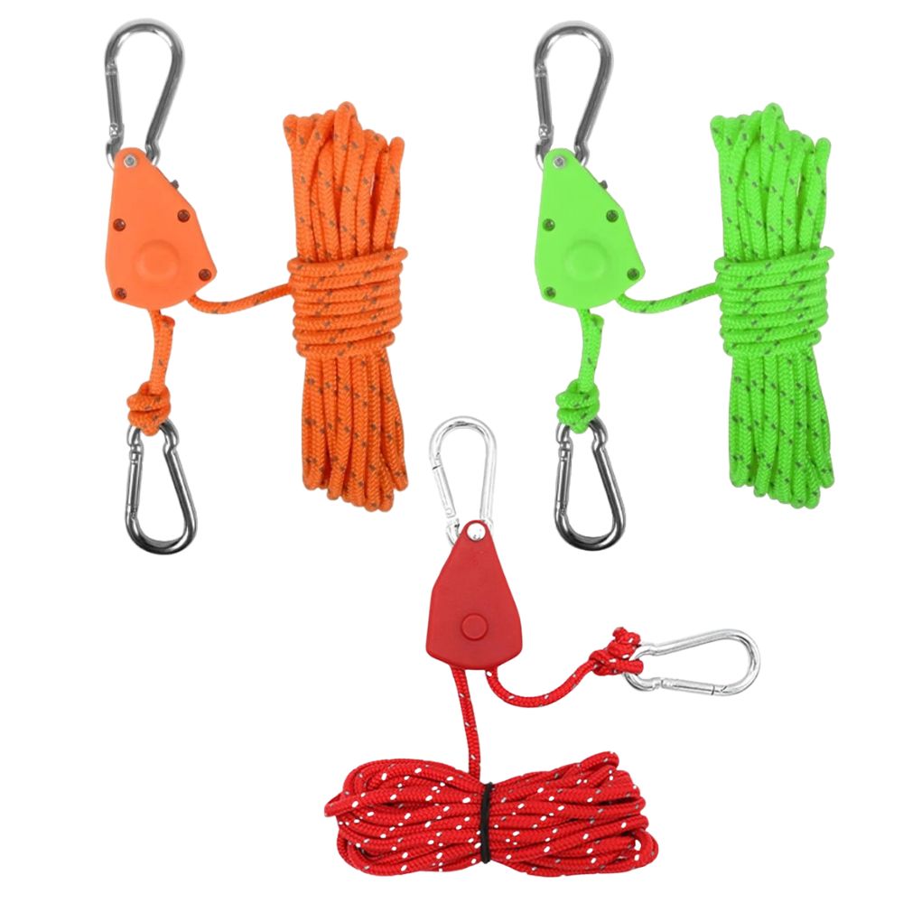 4X 4M Camping Ratchet Pulley Tent Guide Tensioner Tie Rope Adjustable Guy Line