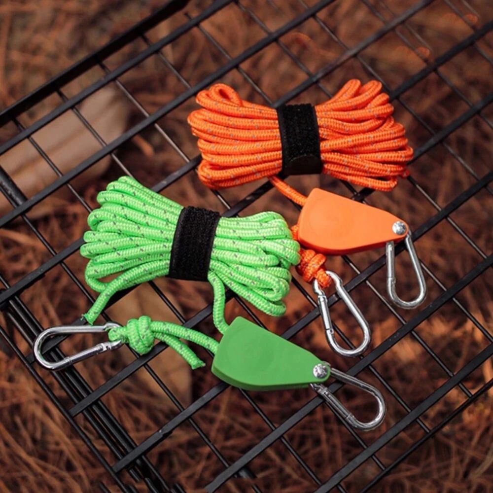 4X 4M Camping Ratchet Pulley Tent Guide Tensioner Tie Rope Adjustable Guy Line