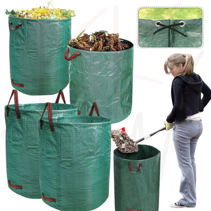 4x 270L Large Garden Waste Bag Reusable Leaf Rubbish Plant Grass Sack Carry Pack