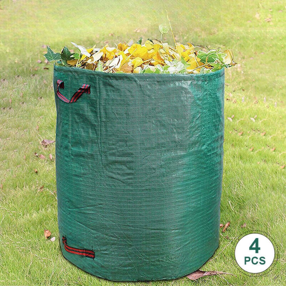 4x 270L Large Garden Waste Bag Reusable Leaf Rubbish Plant Grass Sack Carry Pack