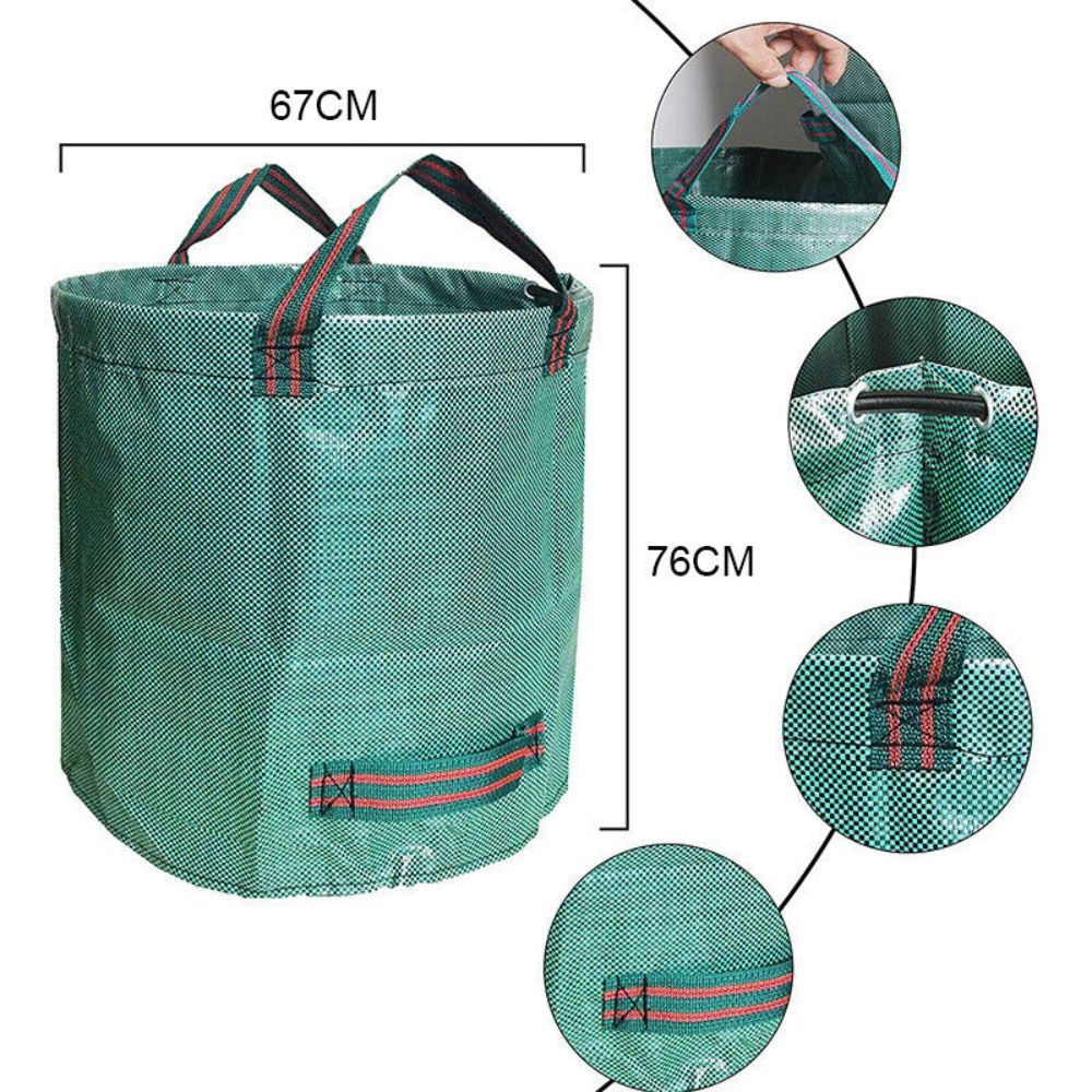 4x 270L Large Garden Waste Bag Reusable Leaf Rubbish Plant Grass Sack Carry Pack