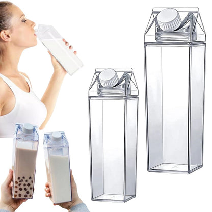 500ml/1000ml Acrylic Water Bottle Plastic Milk Carton Tumbler