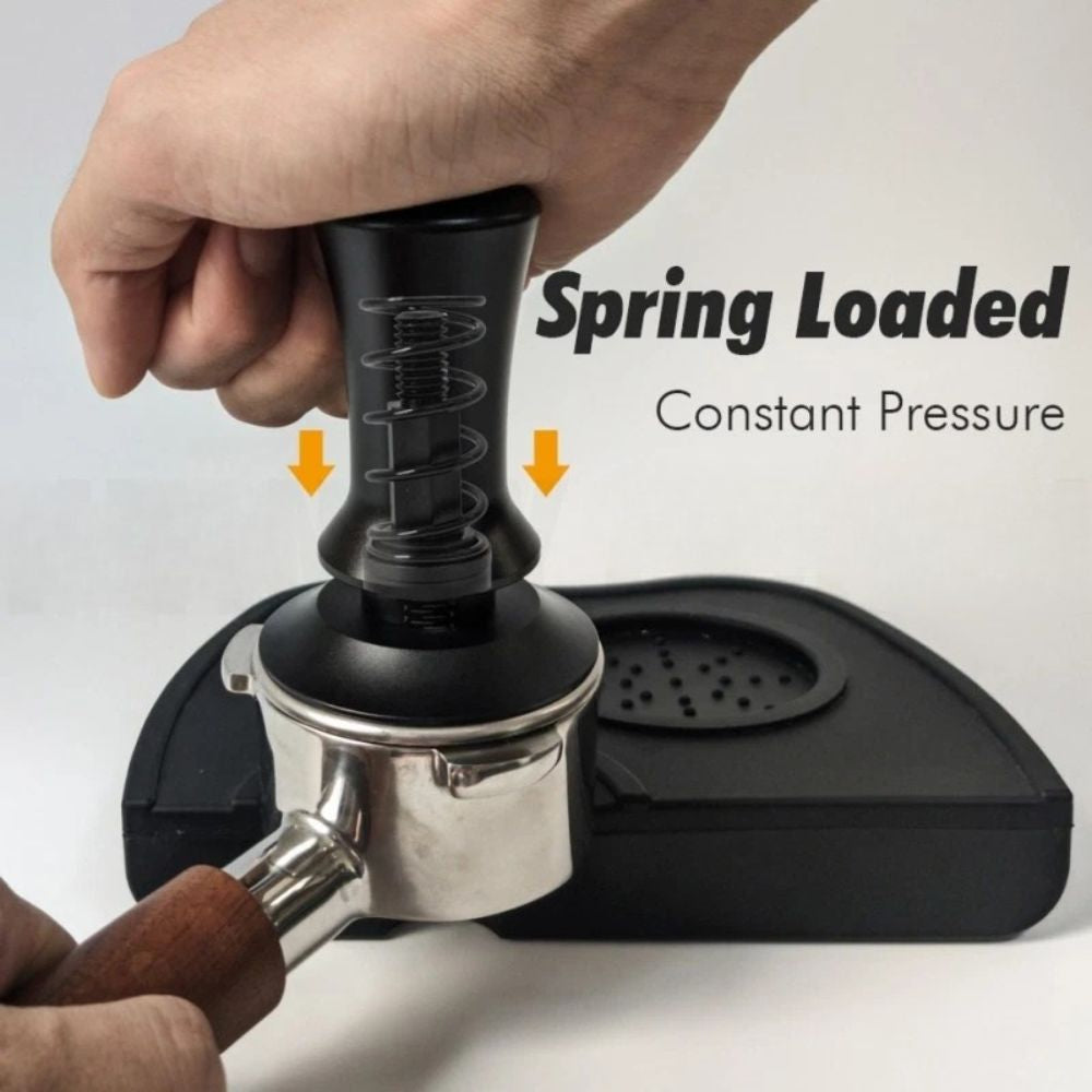 Calibrated spring espresso coffee tamper