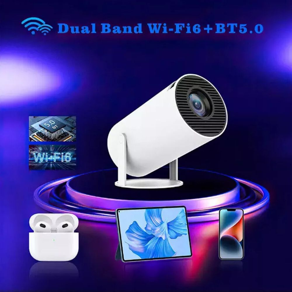 5G 4K WiFi Bluetooth Projector Smart HD LED HDMI USB Android Office Home Theater