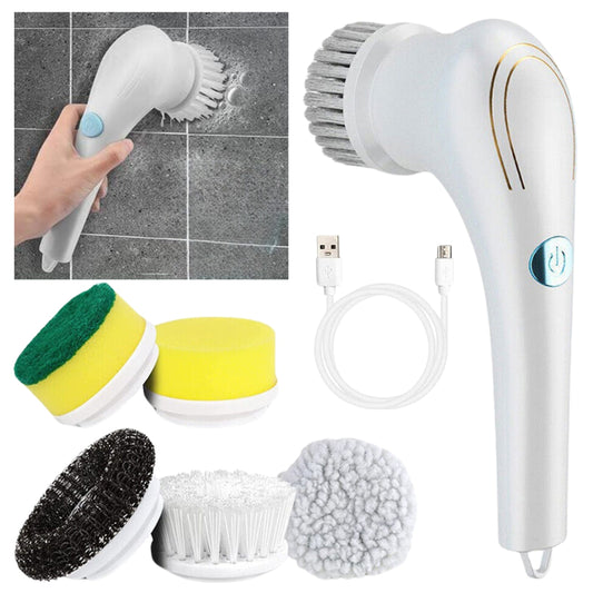 5 In 1 Electric Portable Spin Scrubber Handheld Power Cleaning Brush