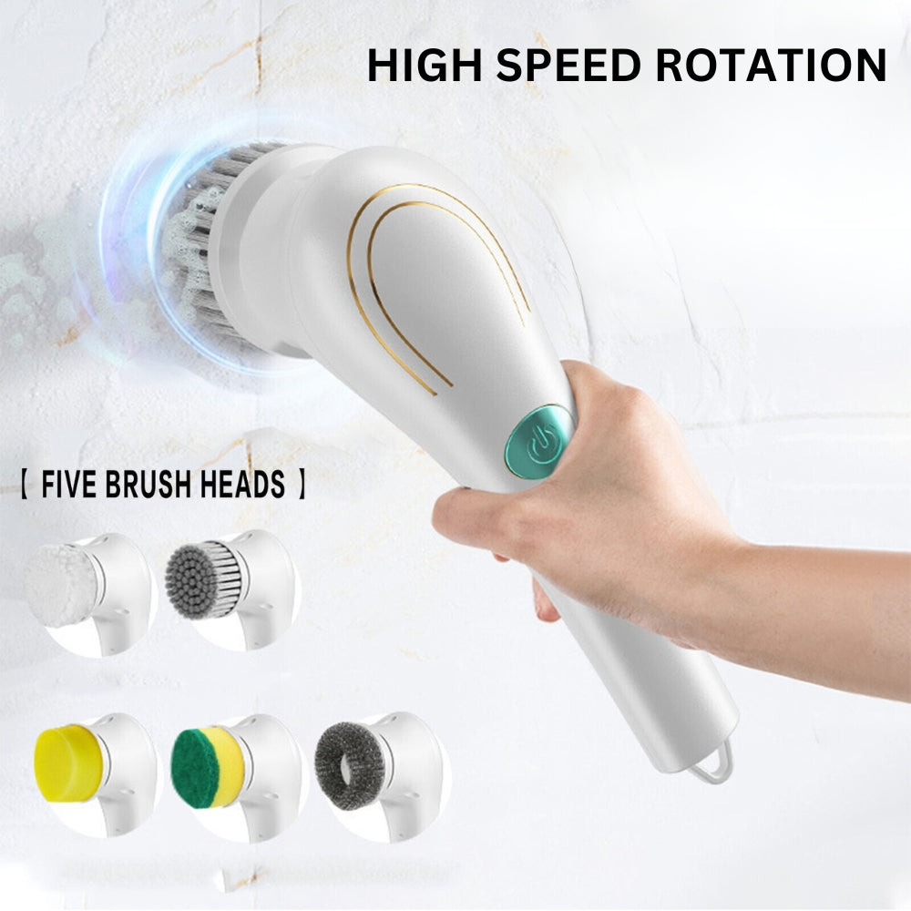 5 In 1 Electric Portable Spin Scrubber Handheld Power Cleaning Brush