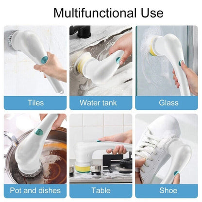 5 In 1 Electric Portable Spin Scrubber Handheld Power Cleaning Brush