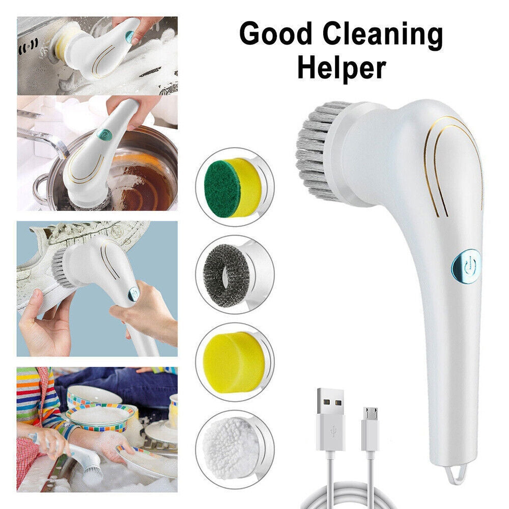 5 In 1 Electric Portable Spin Scrubber Handheld Power Cleaning Brush