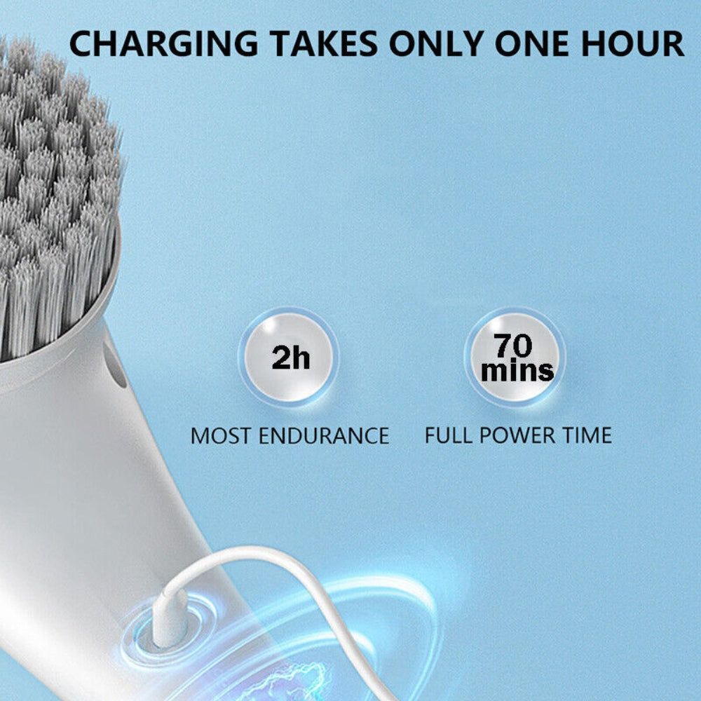 5 In 1 Electric Portable Spin Scrubber Handheld Power Cleaning Brush