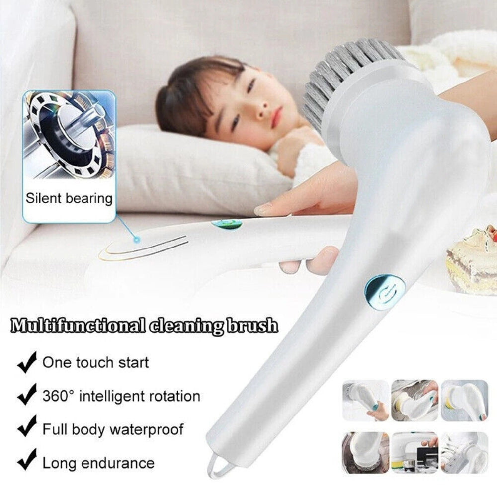 5 In 1 Electric Portable Spin Scrubber Handheld Power Cleaning Brush