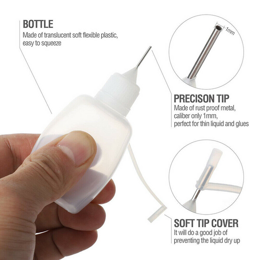 5 x Needle Tip Squeeze Bottles Glue Applicator Nozzle 5/10/20ml