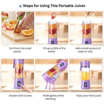 6-Blades Rechargeable Portable USB Electric Fruit Juicer Blender Travel Bottle
