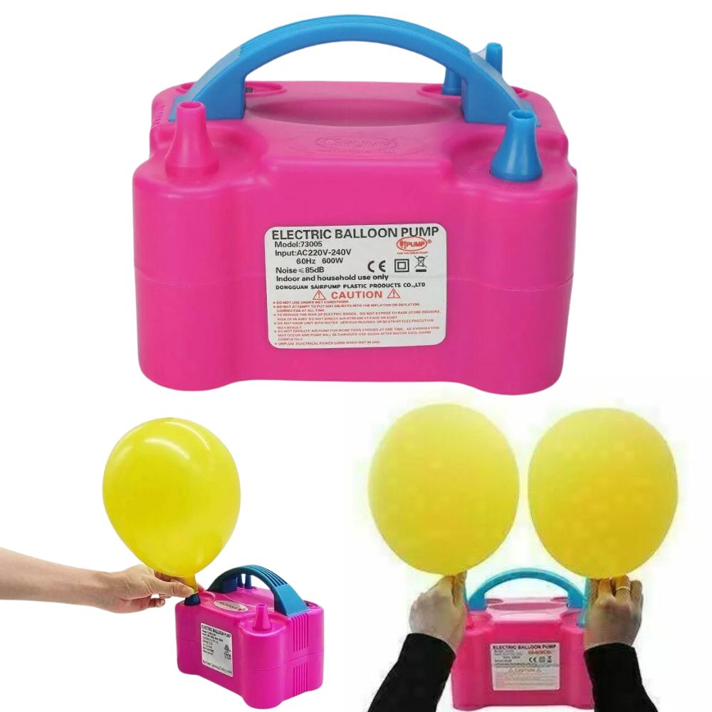 600W Electric Balloon Pump Inflator Balloon Power 2 Nozzles Portable AU Plug